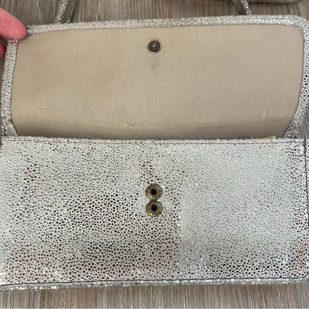 Fossil Metallic Leather Crossbody Wallet Clutch bag purse - Picture 8 of 14